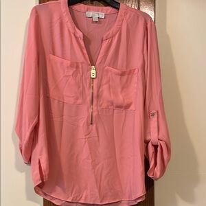 Michael Kors Women’s Vibrant Coral Top with Zipper - size Large